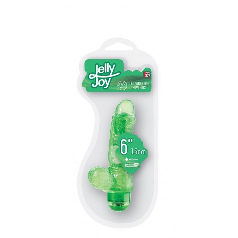 Зелёный гелевый вибраторJELLY JOY 6INCH 10 RHYTHMS GREEN - 15 см.